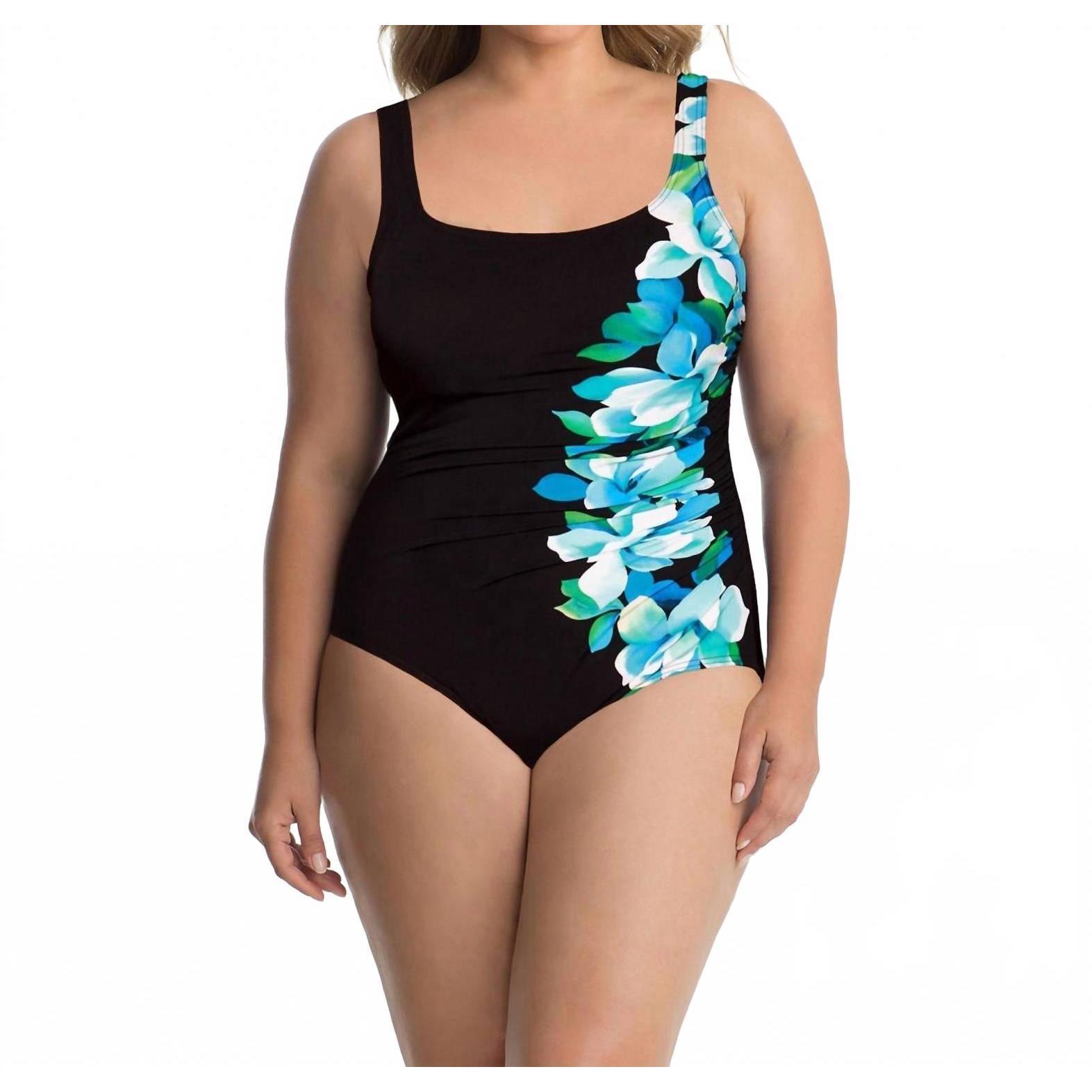 New Miraclesuit Hanging Garden Sidewipe Underwire One Piece - Plus In Blue